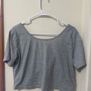 Gray Women's Cropped Scoop Neck Top
